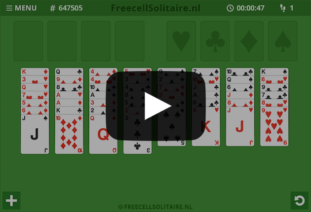 Freecell gratis kaartspel, online spelen zonder registratie